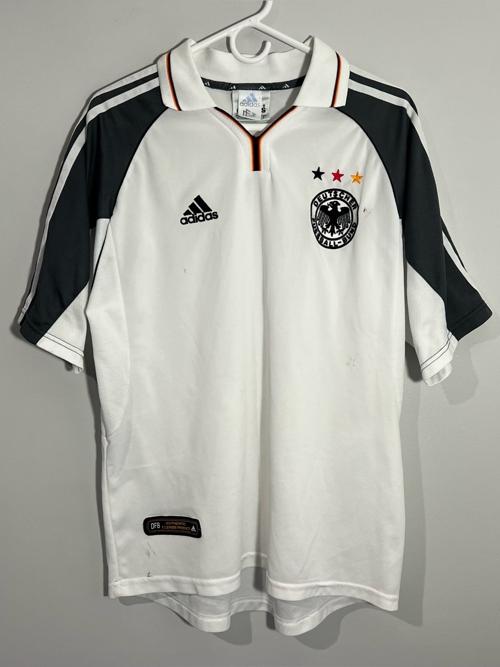 Vintage Adidas Germany National Team White Black Gray Soccer Jersey Mens Large